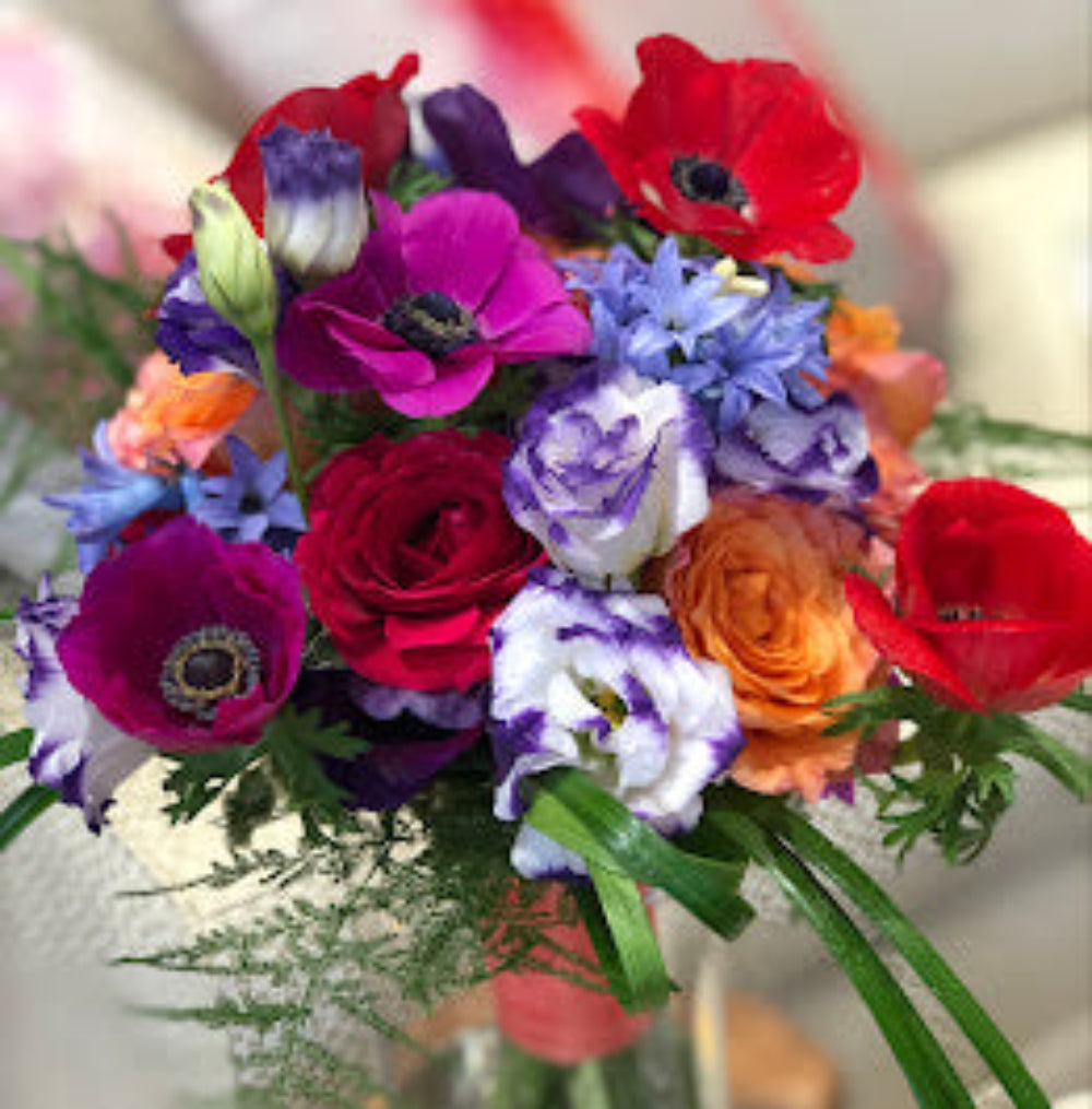Wedding Bouquet of colorful premium flowers, anenome