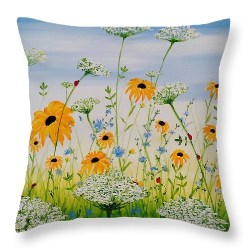 Whimsical Wildflowers - Throw Pillow