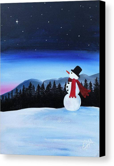 Winter wonderland snowman - Canvas Print